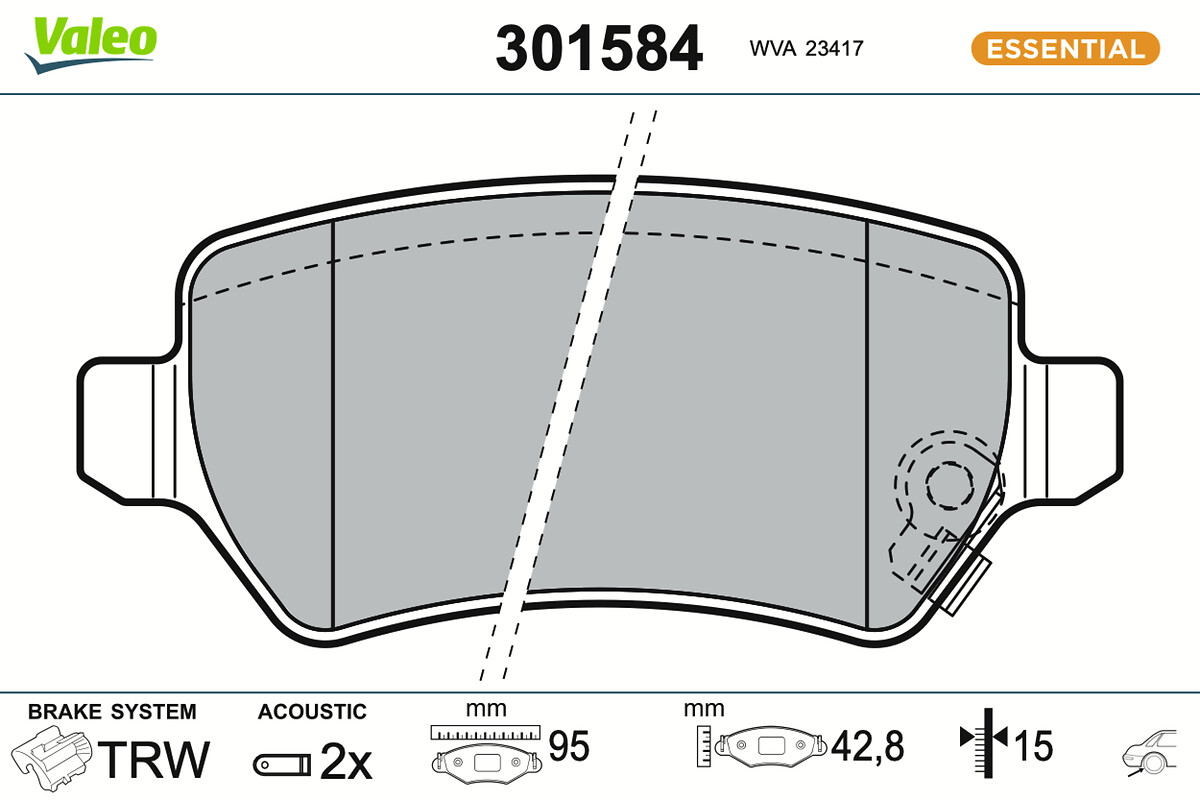 Kit pastiglie freno, Freno a disco - 301584 VALEO